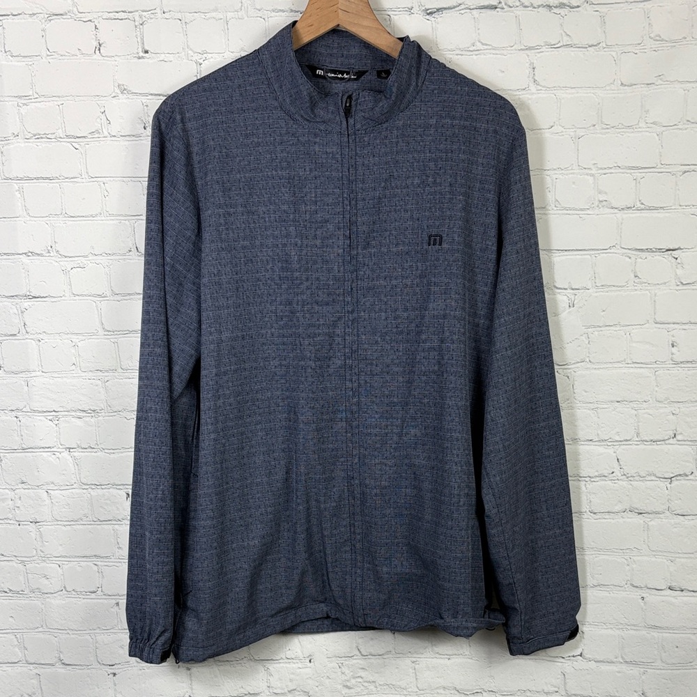 TRAVIS MATHEW Men's Blue Geometric Performance Full Zip Golf Jacket size large